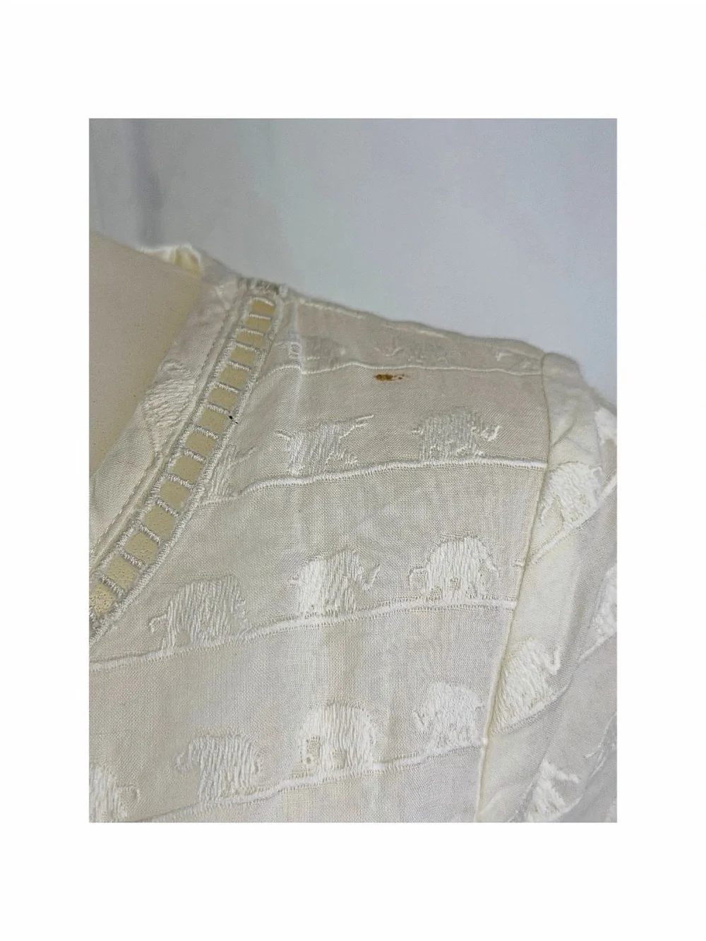 Tory Burch Cream Embroidered Tassel Tie Tunic Top Size 2